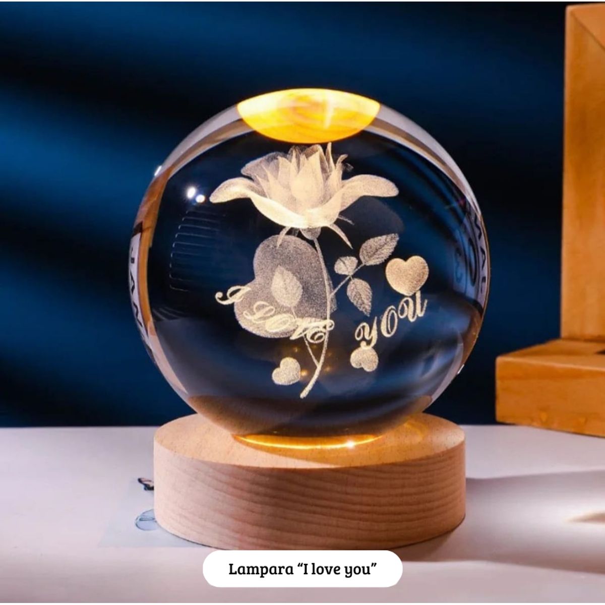 GENERICO - Lampara Bola de Cristal USB - I love you 6 cm