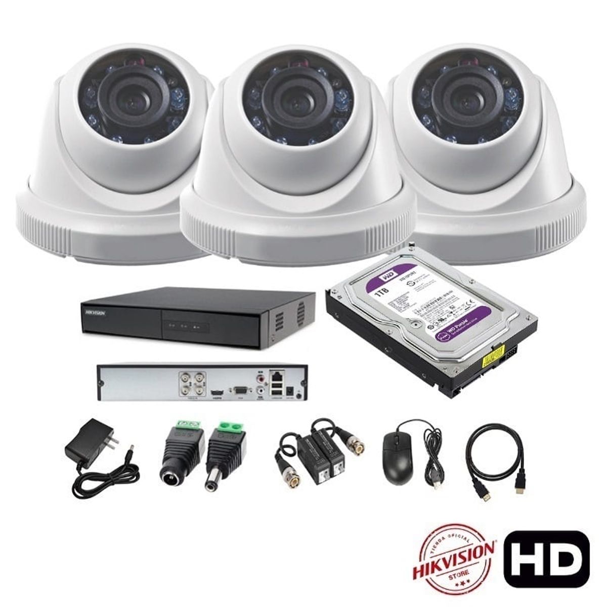 HIKVISION - kit 3 Cámaras Seguridad Domo HD Hikvision 1tb