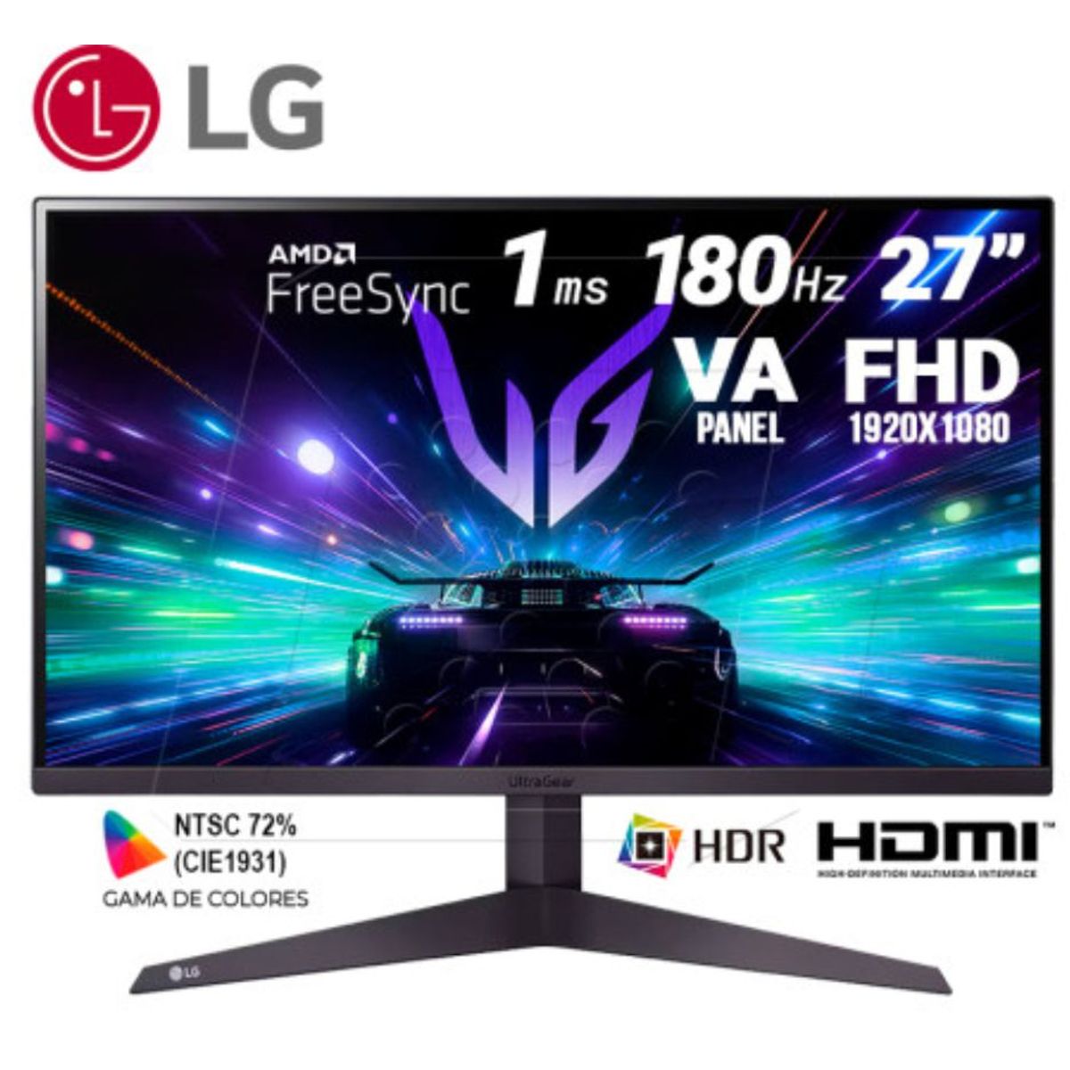 LG - Monitor LG UltraGear 27GS50F-B 27 VA FHD 180Hz 1ms FreeSync