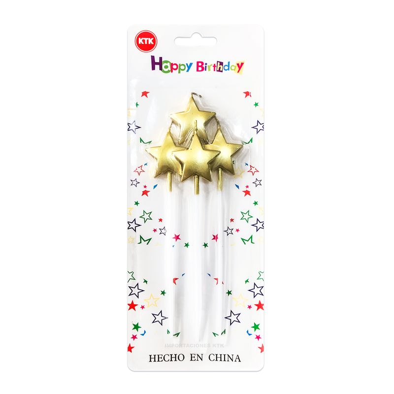 KTK - Velas Dorada de Estrella para Cumpleaños KTK Set de 4