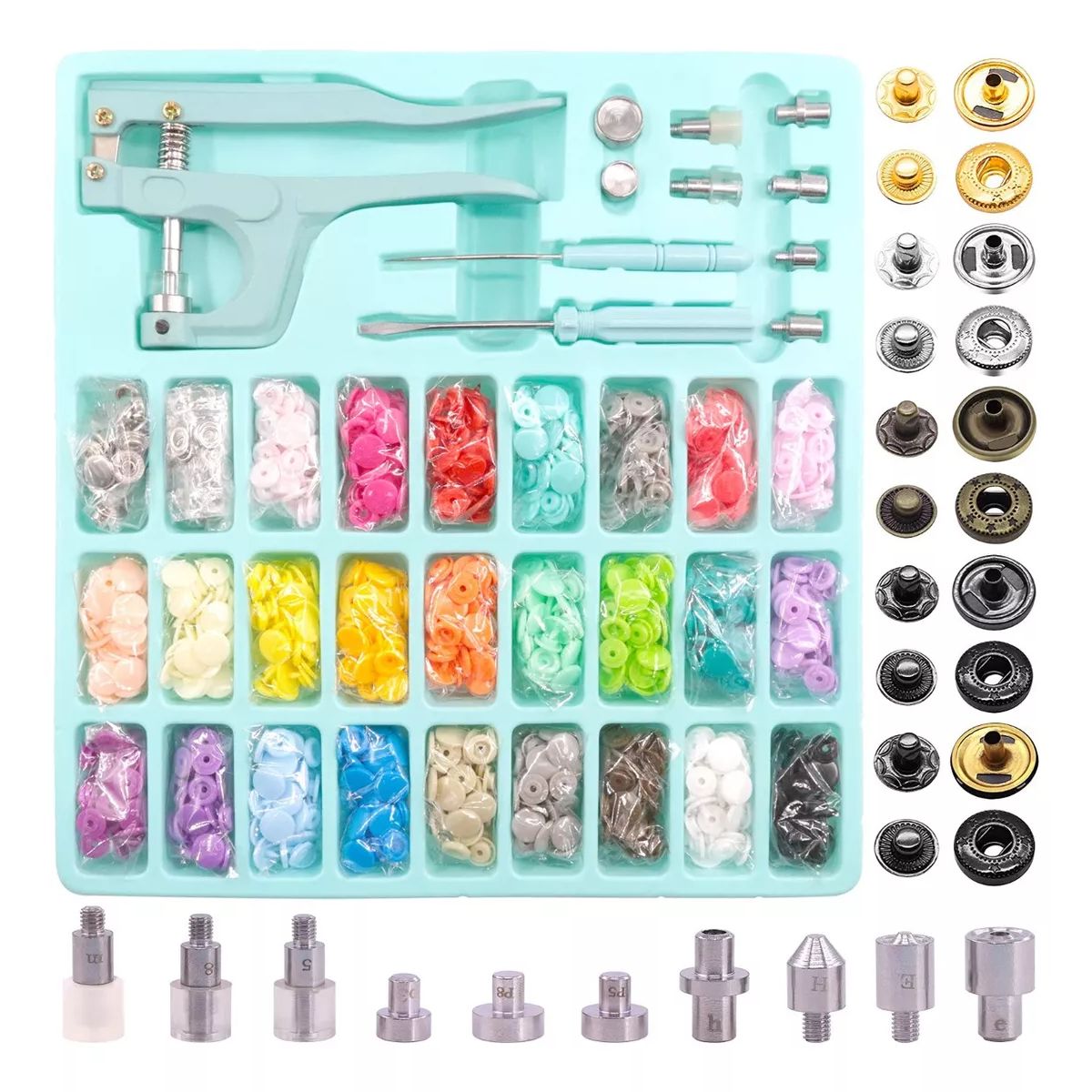 GENERICO - Set Maquina Remachadora Incluye 300 Botones Snap Broches