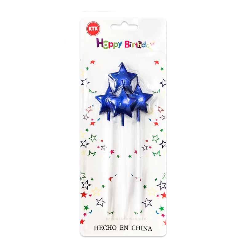 KTK - Velas Azul de Estrella para Cumpleaños KTK Set de 4