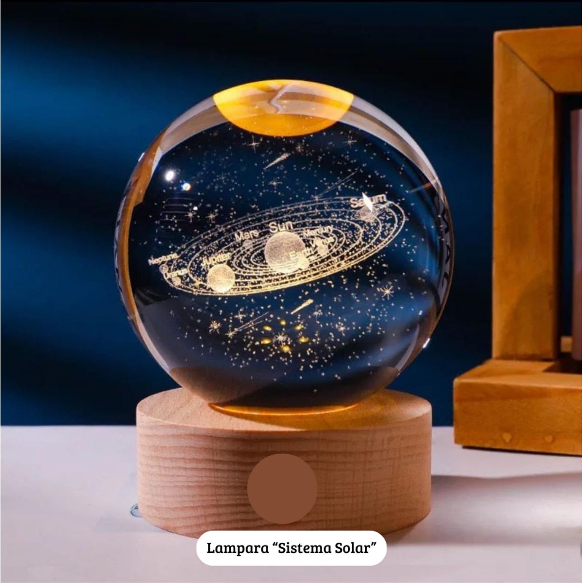 GENERICO - Lampara Bola de Cristal USB - Sistema Solar 6 cm