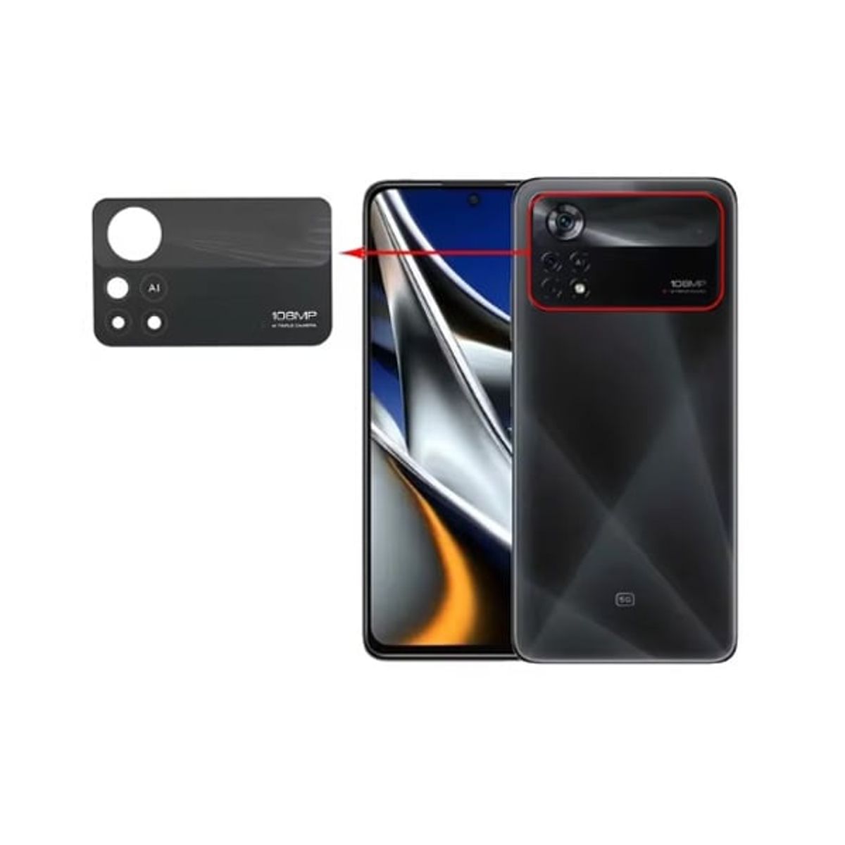 GENERICO - Repuesto lente Vidrio de cámara Pocophone X4 Pro 5G
