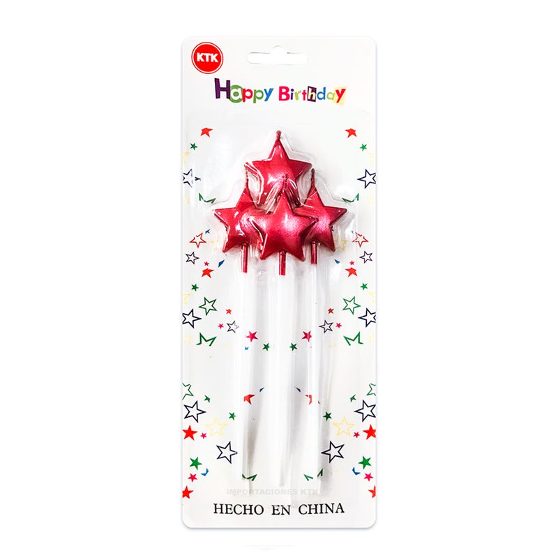 KTK - Velas Rojas de Estrella para Cumpleaños KTK Set de 4