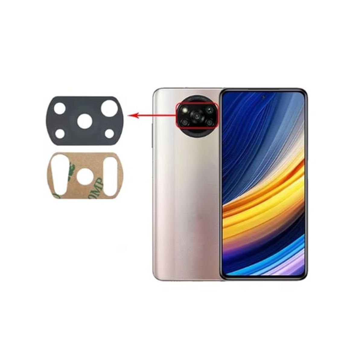 GENERICO - Repuesto lente Vidrio de cámara Pocophone X3 y X3 Pro