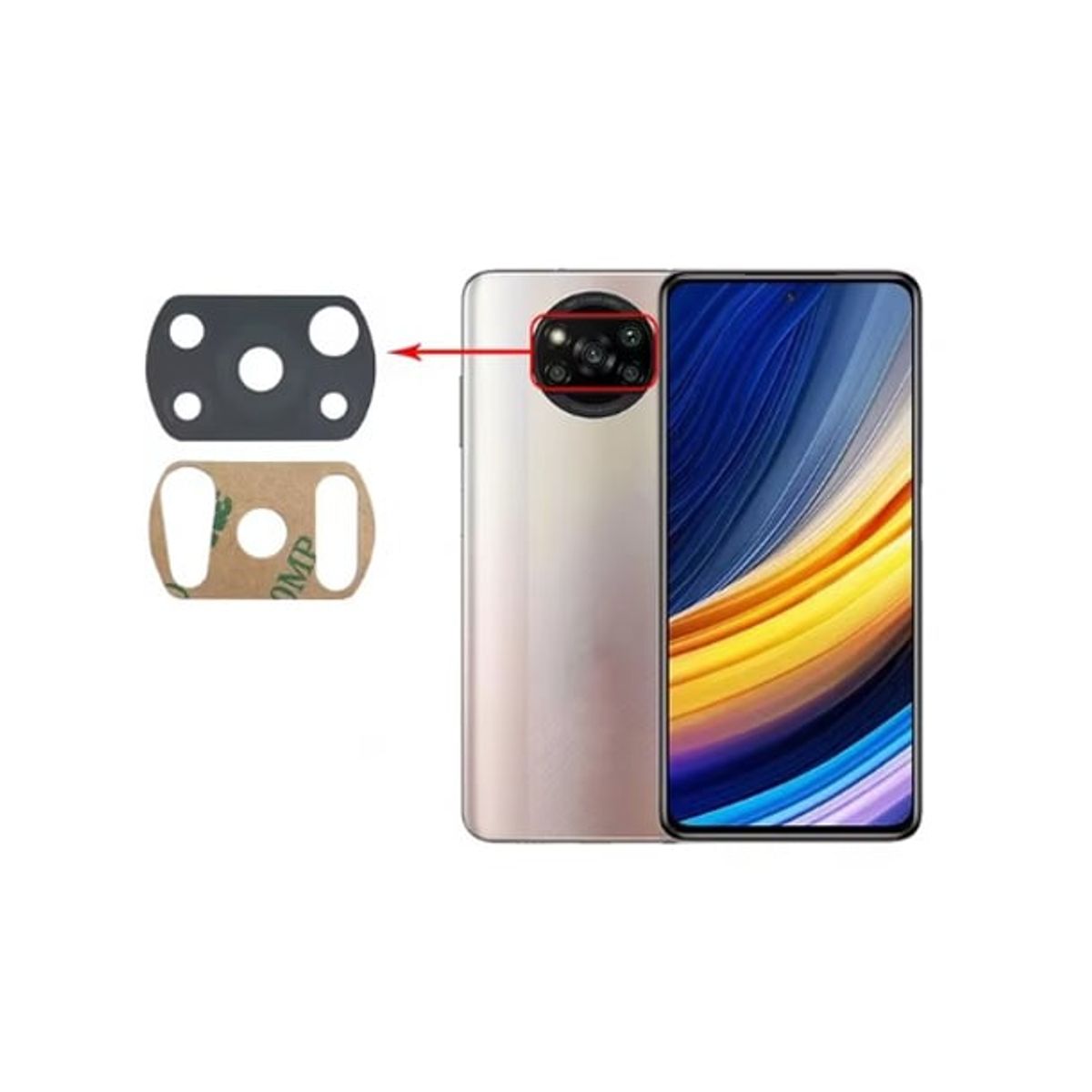 GENERICO - Repuesto lente Vidrio de cámara Pocophone X3 y X3 Pro