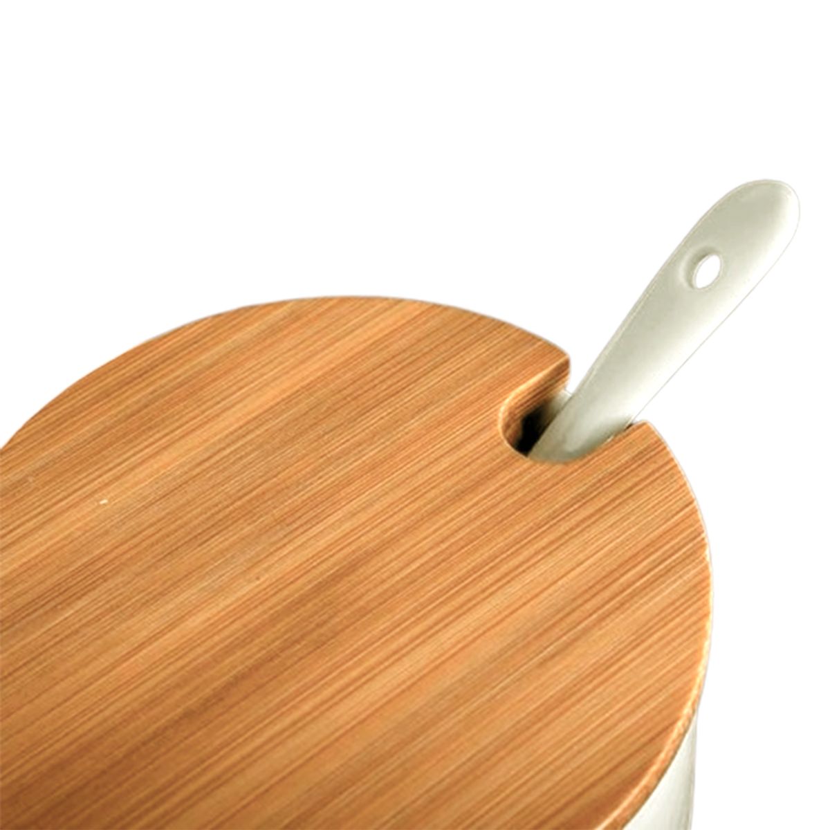 INSPIRA - Set de 2 Azucareros de Cerámica con Cuchara y Tapa de Bambú