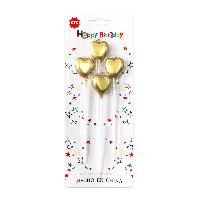 KTK - Velas Dorado de Corazón para Cumpleaños KTK Set de 4