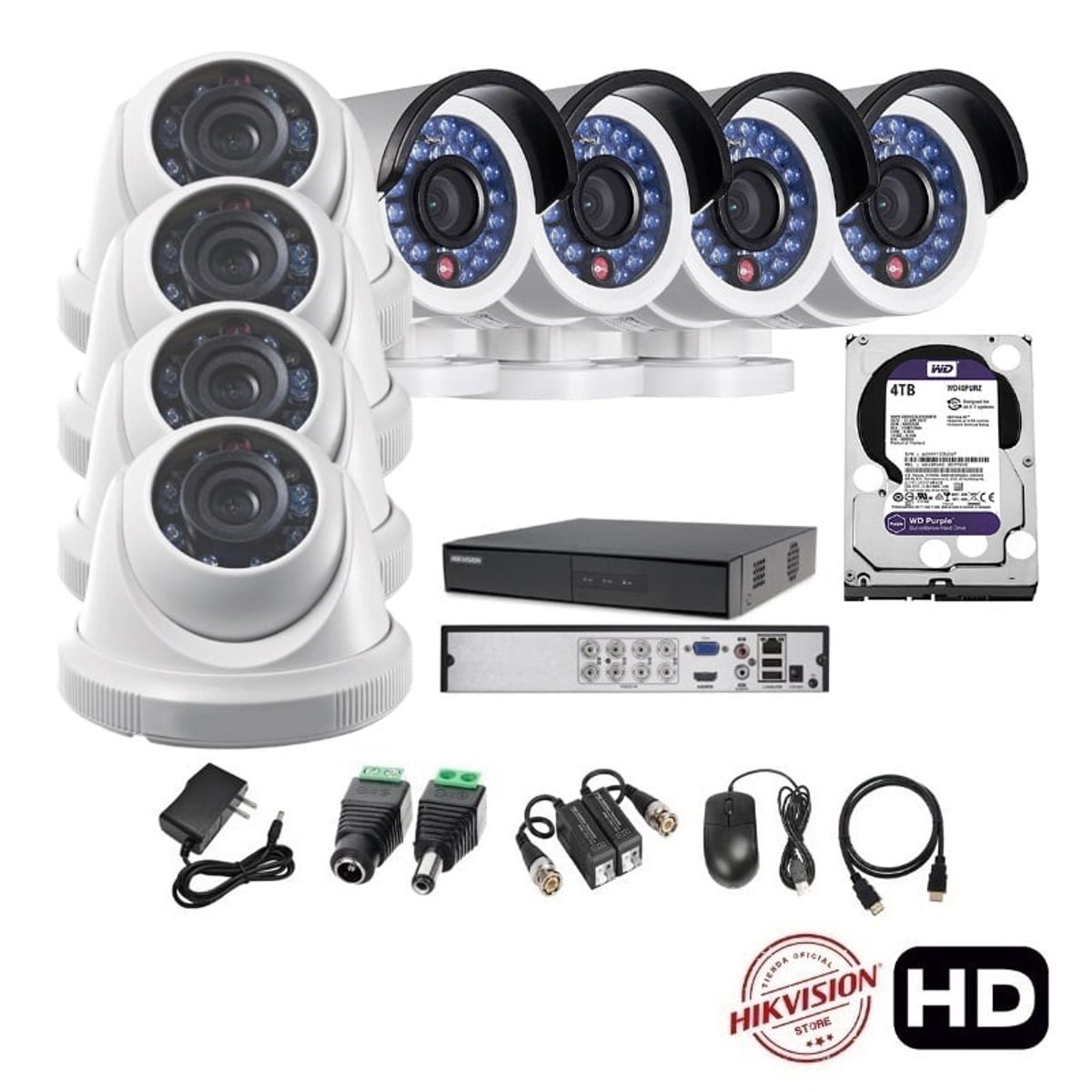 HIKVISION - kit 8 Cámaras Seguridad HD Hikvision 4tb