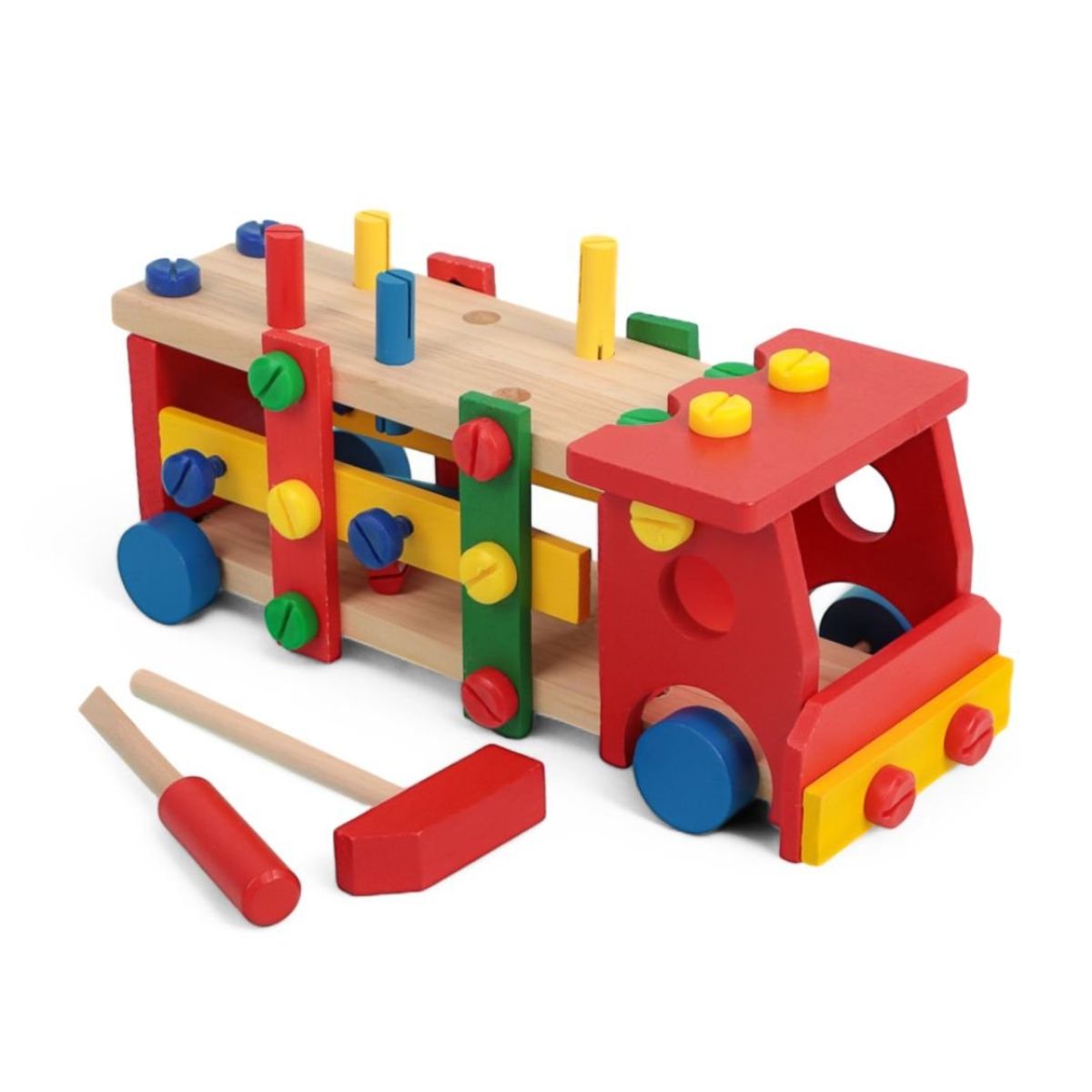 GENERICO - Camión Didáctico Madera Armable Carrito Bombero 36 Piezas