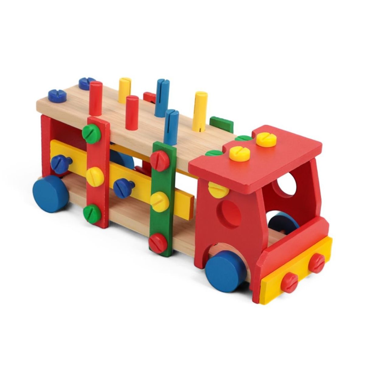 GENERICO - Camión Didáctico Madera Armable Carrito Bombero 36 Piezas