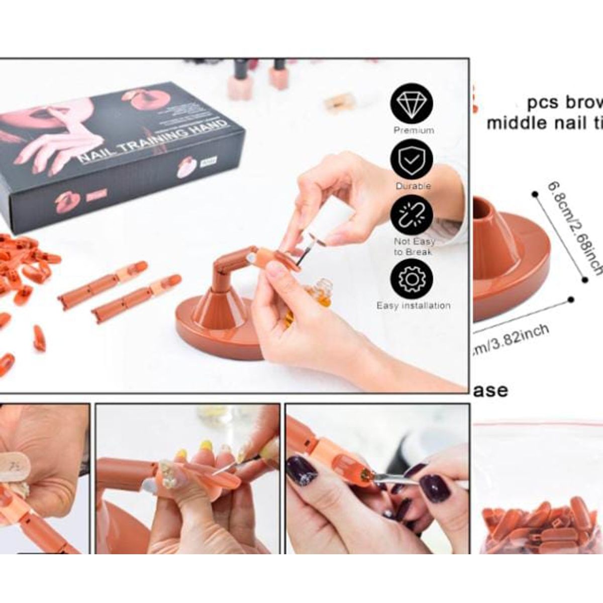 GENERICO - Dedo de práctica para uñas acrílicas kits de entrenamiento de dedos falsos flexibles