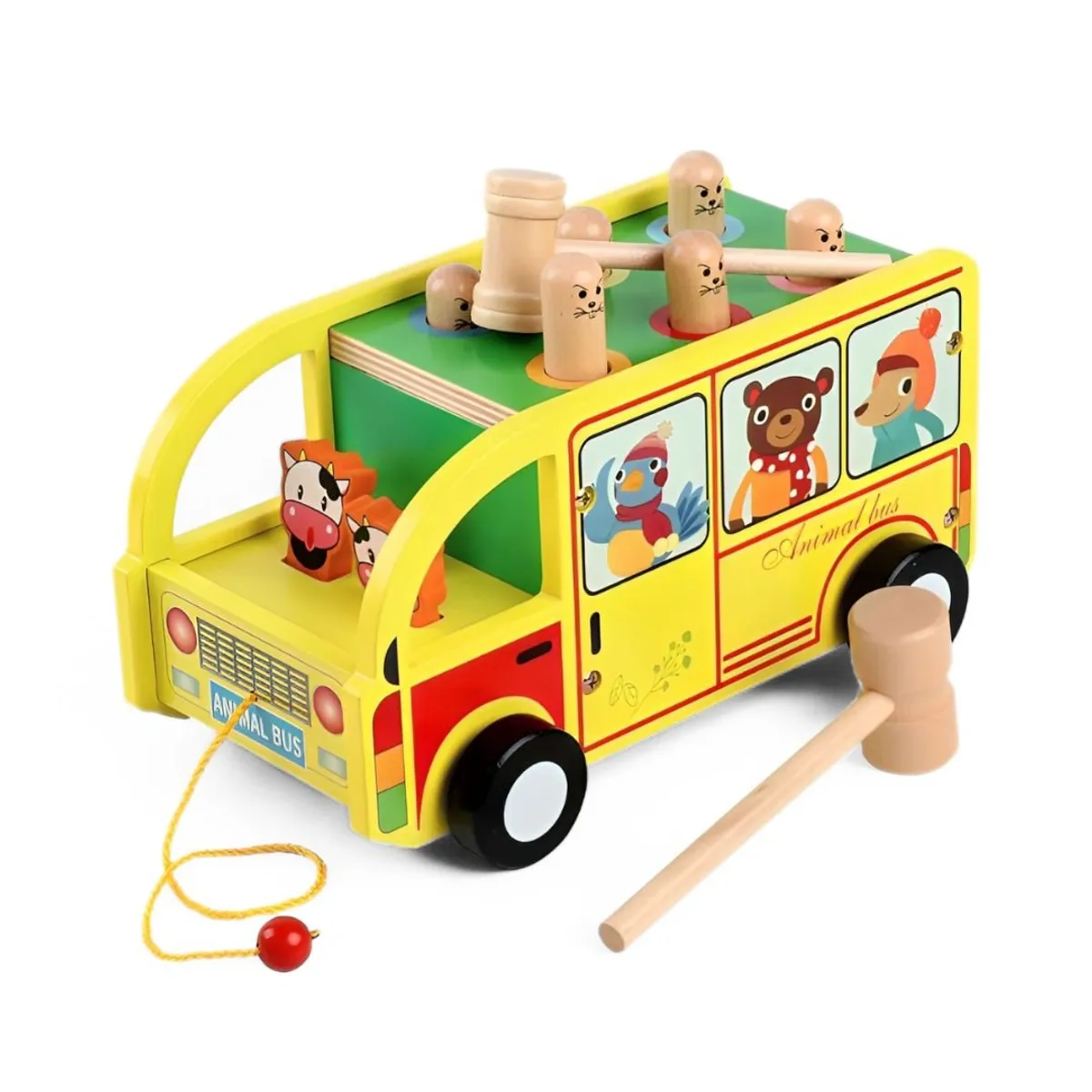 GENERICO - Carro Didáctico Madera Bus Encaje Martillo