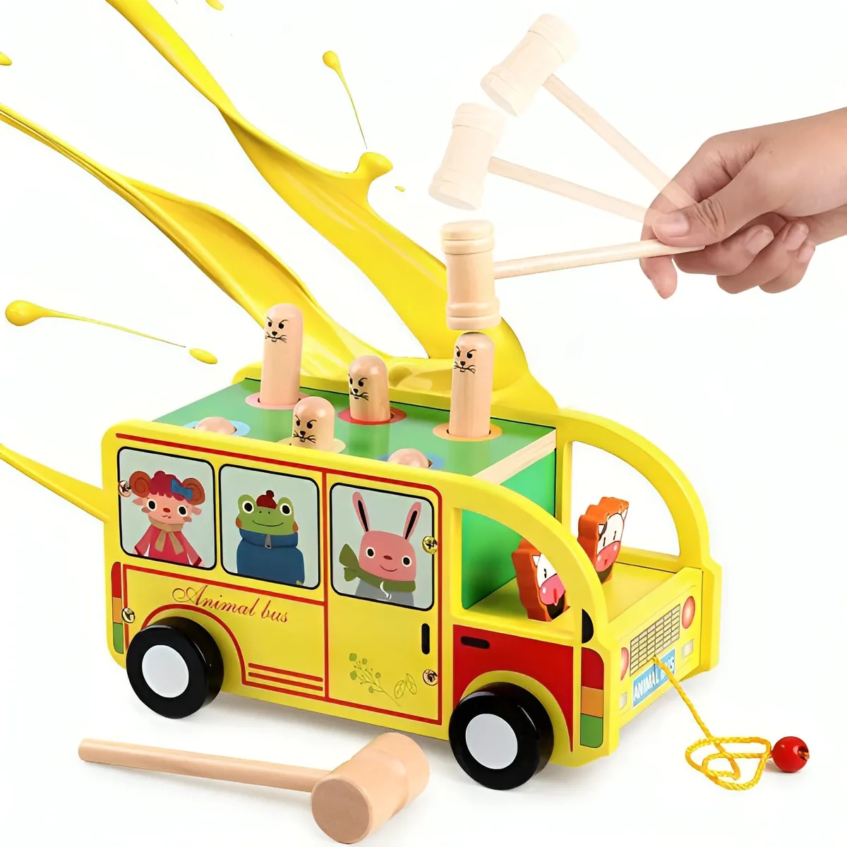 GENERICO - Carro Didáctico Madera Bus Encaje Martillo
