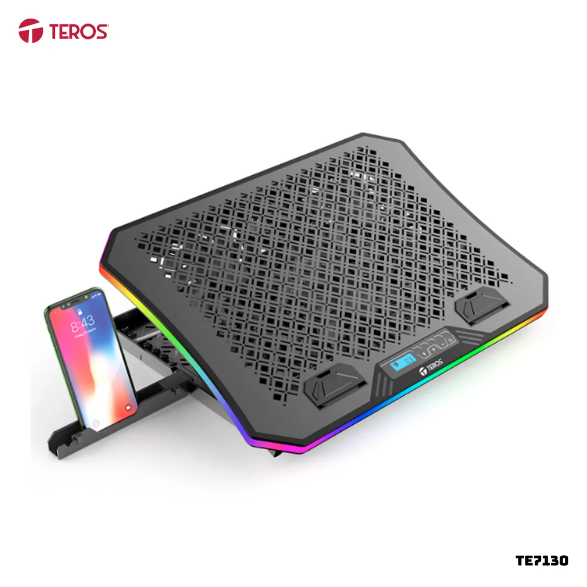 TEROS - COOLER TEROS PARA LAPTOP CON 3 VENTILADORES RGB - TE7130