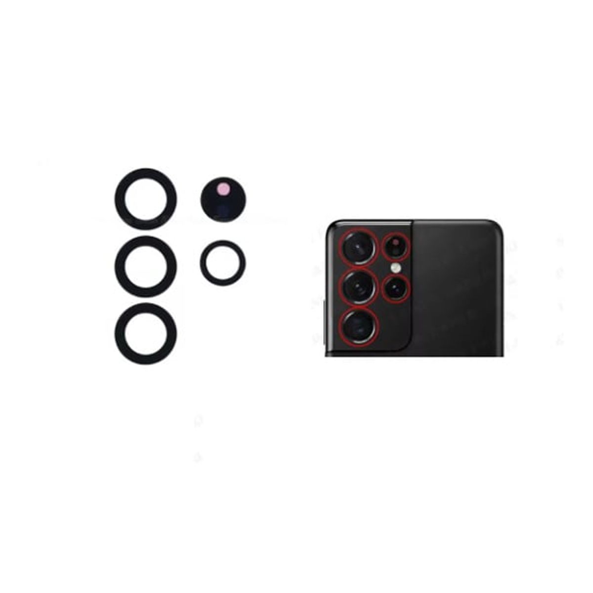 GENERICO - Repuesto lente Vidrio de cámara Samsung S21 Ultra