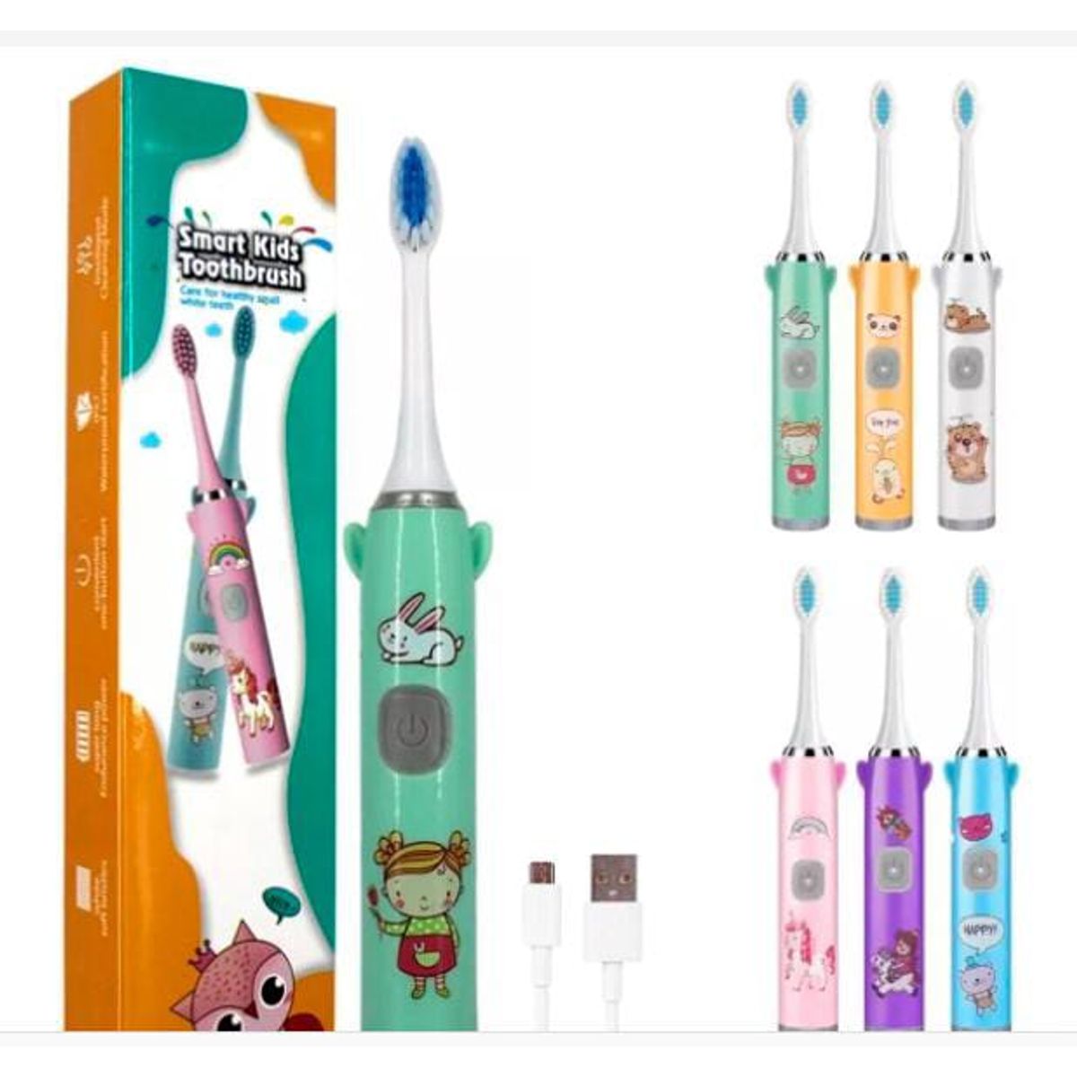 GENERICO - 2 Cepillos Smart eléctrico recargable para niños