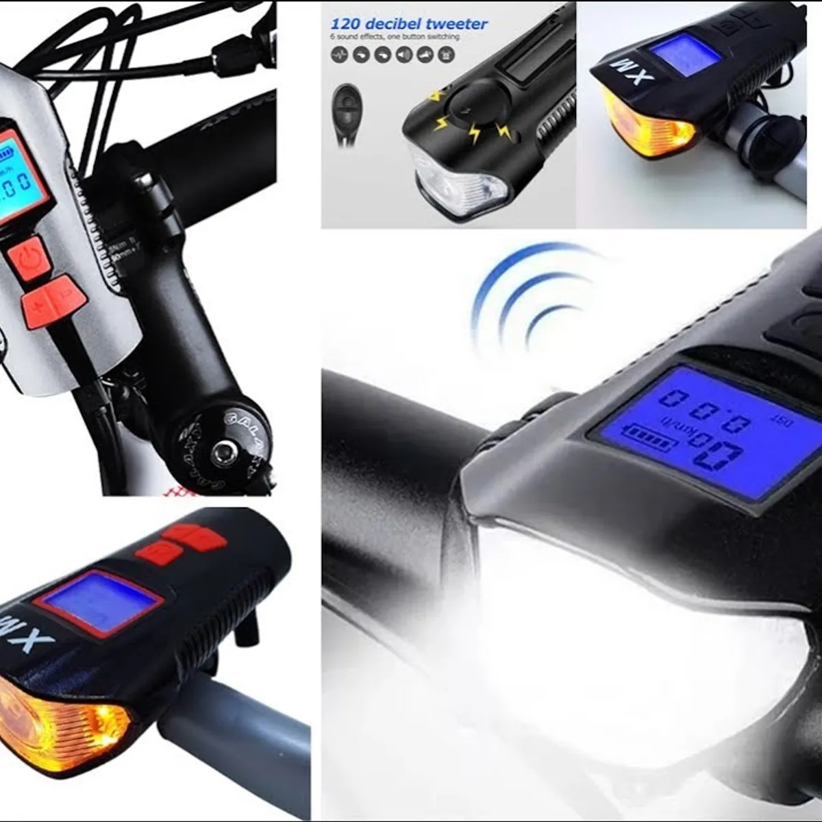 GENERICO - PACK LUZ CON VELOCIMETRO 4 EN 1 PARA BICICLETA + LUZ TRASERA