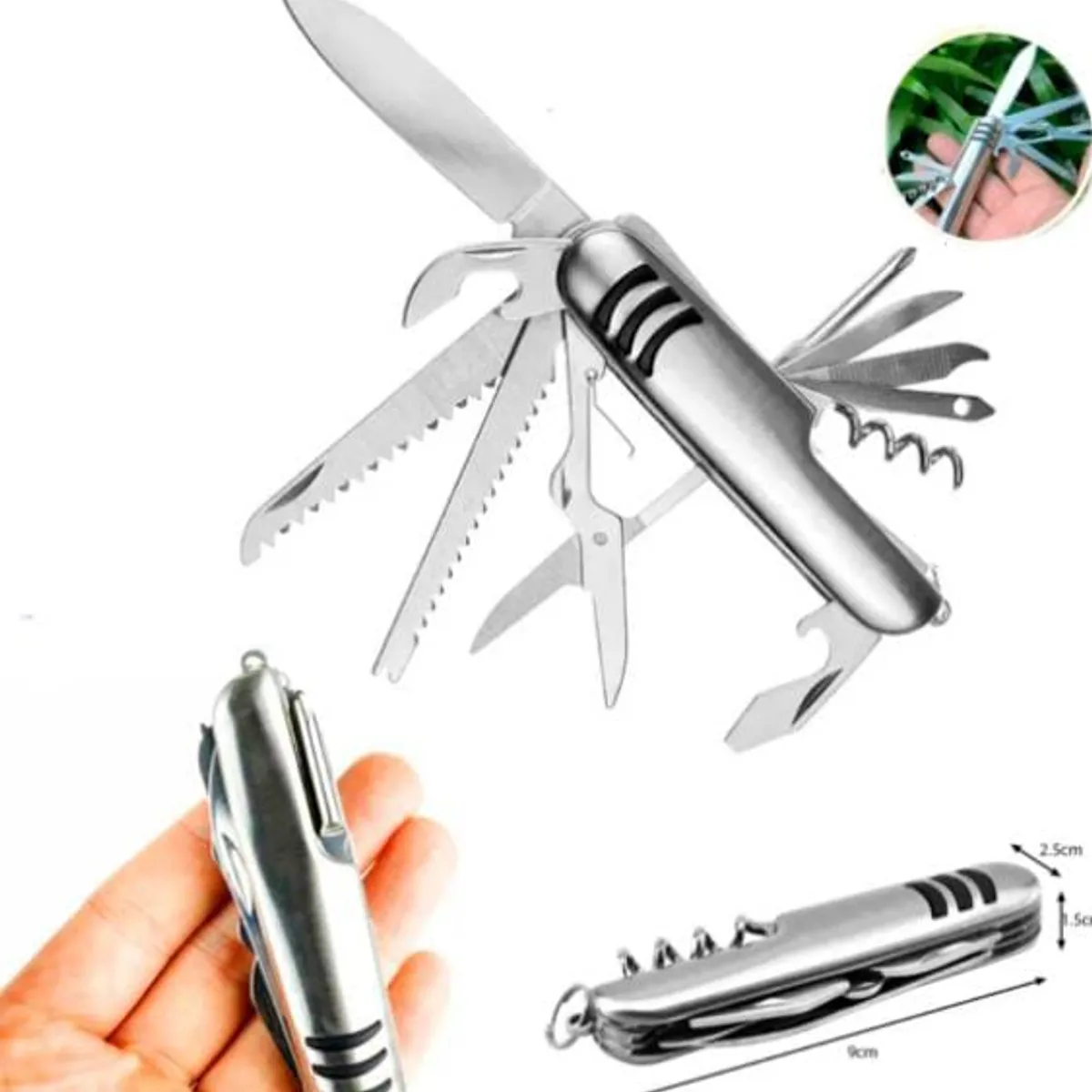 GENERICO - Navaja de acero inoxidable con 11 funciones