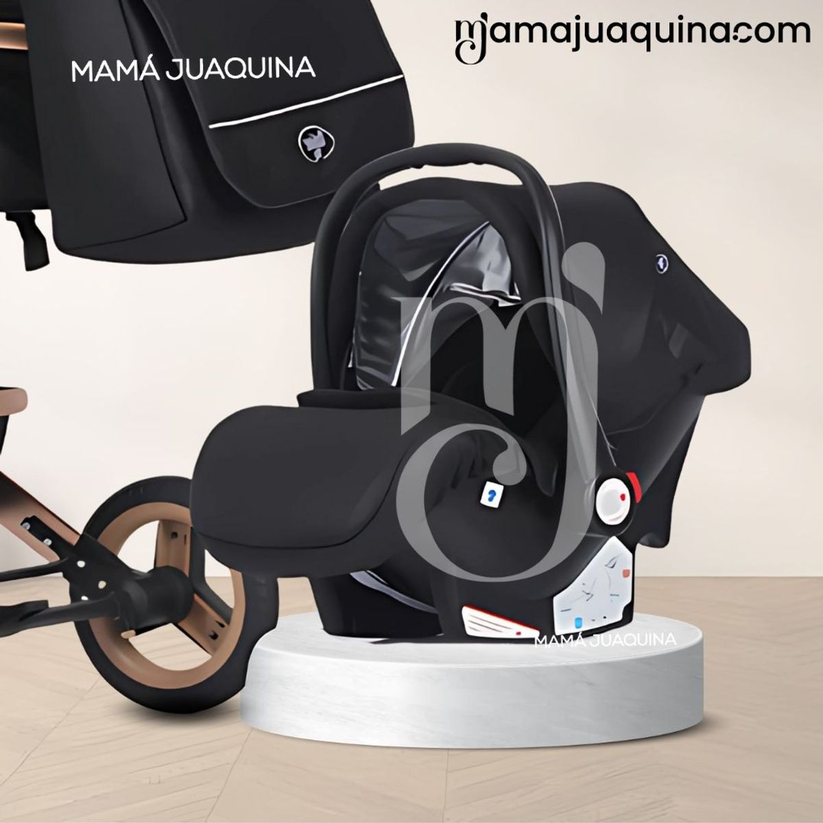 BABY - Coche Moisés Travel System «GRAND LUMIERE» Porta Bebé Black