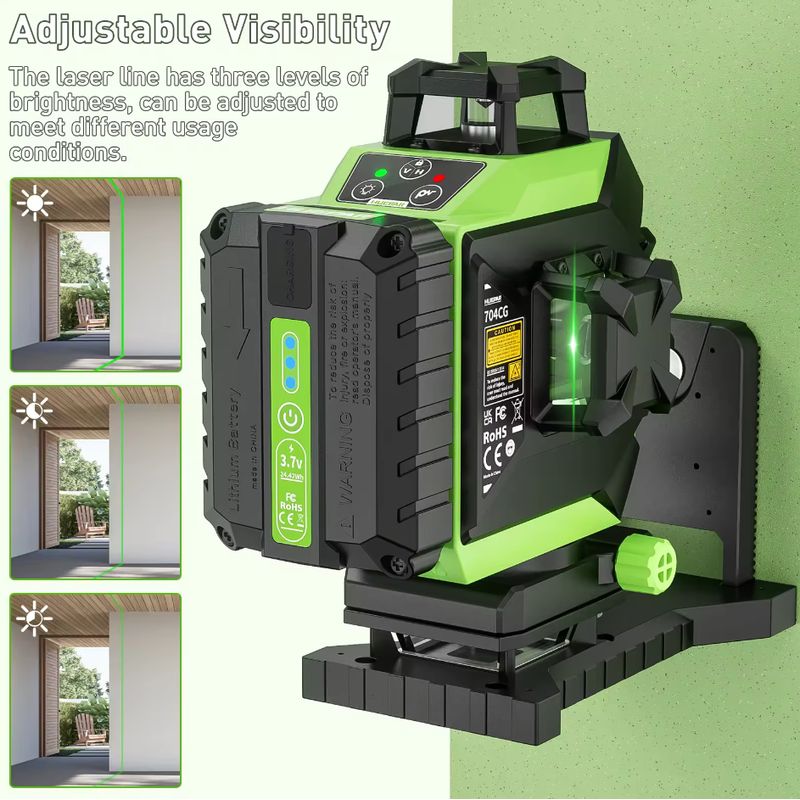 HUEPAR - Nivel laser verde huepar 704CG 16 líneas 4d recargable(Dos baterías)