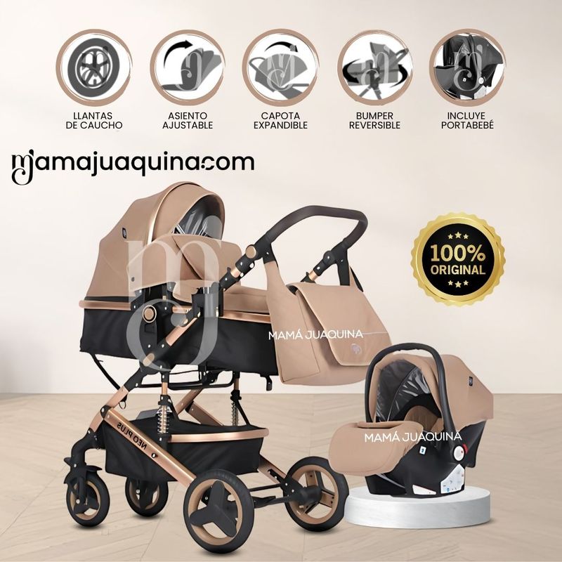BABY - Coche Moisés Travel System «GRAND LUMIERE» Porta Bebé Beige