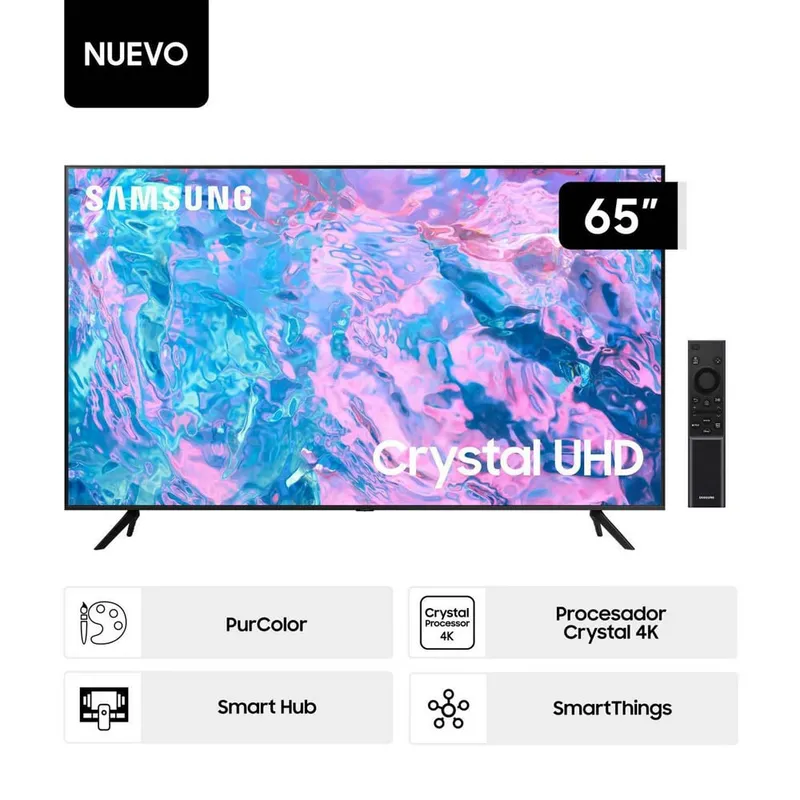 SAMSUNG - Televisor Samsung 65 Pulg. Crystal Smart TV UHD 4K UN65CU7000GXPE