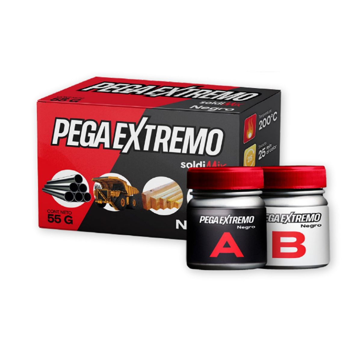 SOLDIMIX - Pega Extremo de Soldimix Color Negro de 55 g