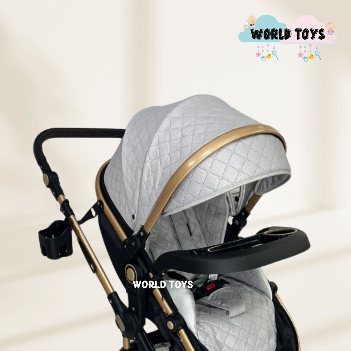 BABY - Coche Moisés de Lujo «LUMIERE» con Bolso Pañalero Gray