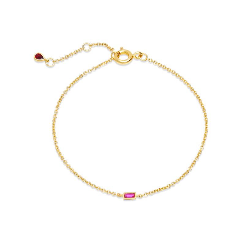 CRISLU - Pulsera de baguette rubí individual - C de CRISLU