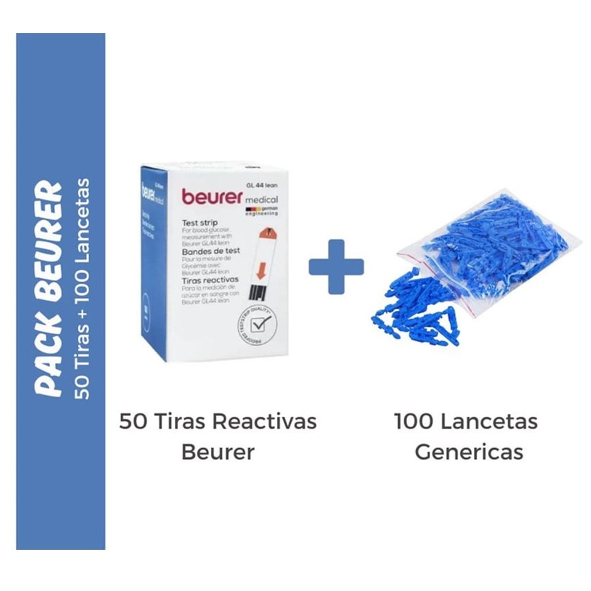 BEURER - Pack de 50 Tiras Beurer y 100 Lancetas Genéricas