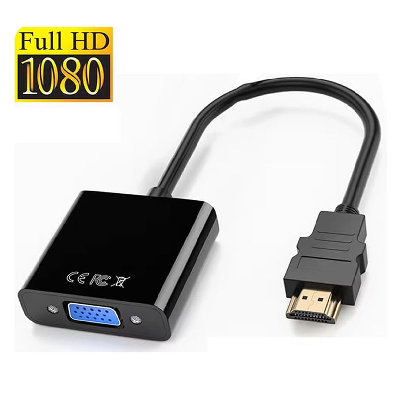 UNIVERSAL - Adaptador HDMI HD 1080P Compatible con VGA Negro