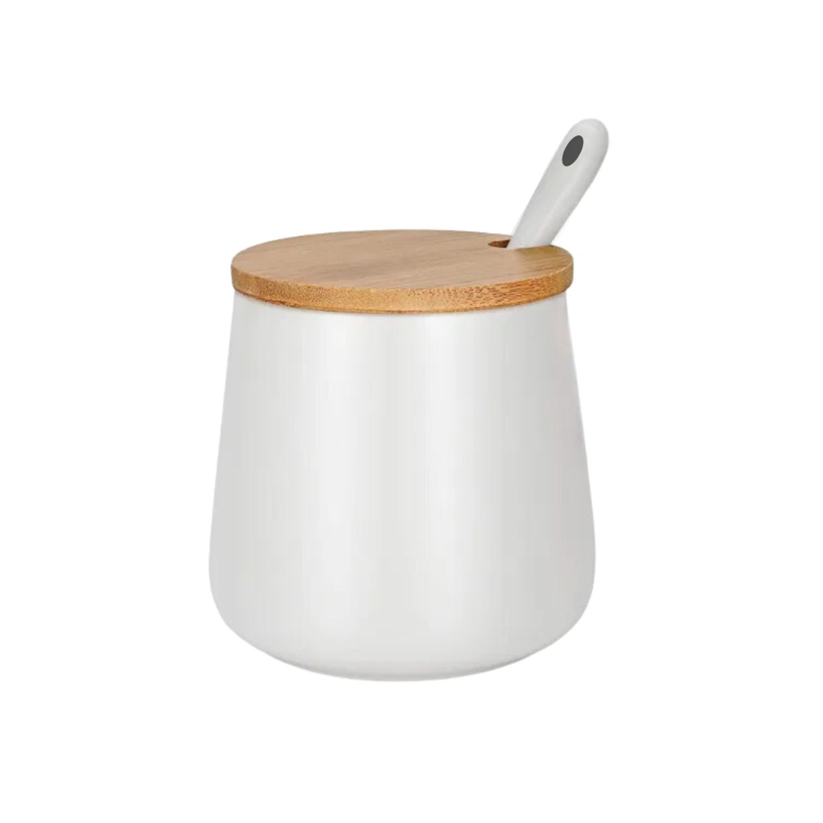 HYGGE - Set de 2 Azucareros de Cerámica con Cuchara y Tapa de Bambú