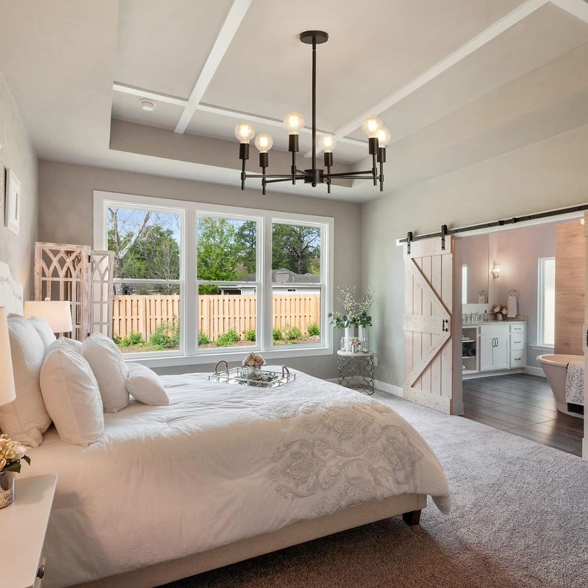 HOME NEAT - Lámparas de araña vintage 6 luces lámpara de techo negro