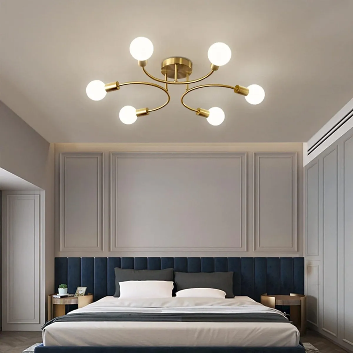 HOME NEAT - Lámpara de techo moderna metálica de 6 focos - Cobre