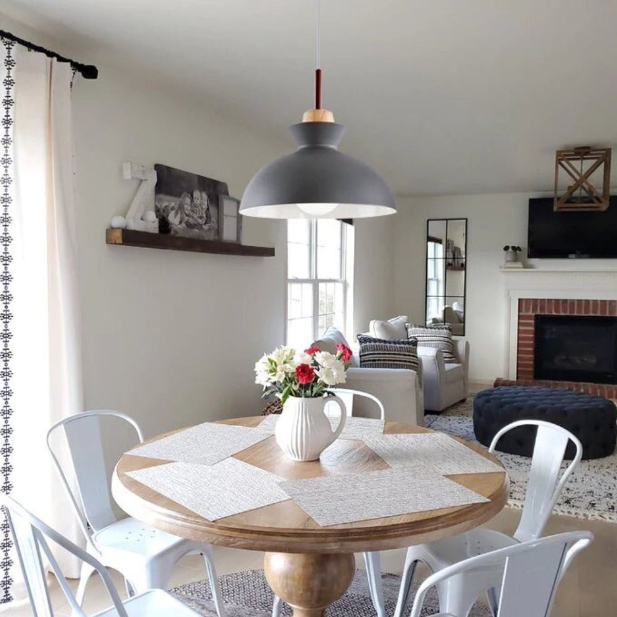 HOME NEAT - Lámpara de Techo Moderno Madera metal ø28cm E27 - Gris