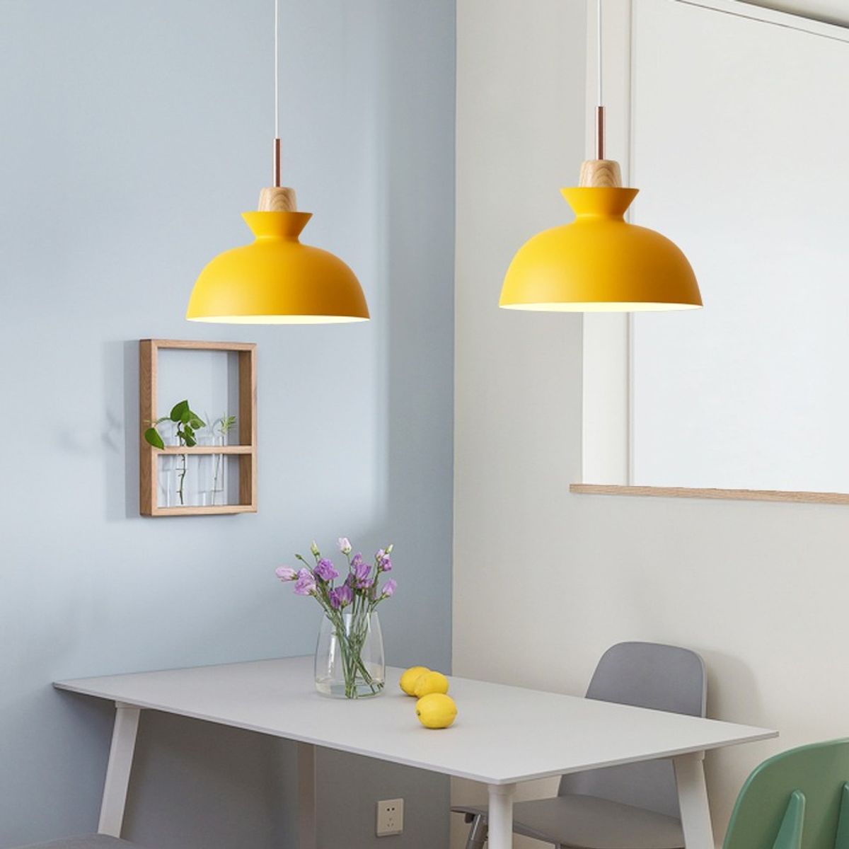 HOME NEAT - Lámpara de Techo Moderno Madera metal ø28cm E27 - Amarillo