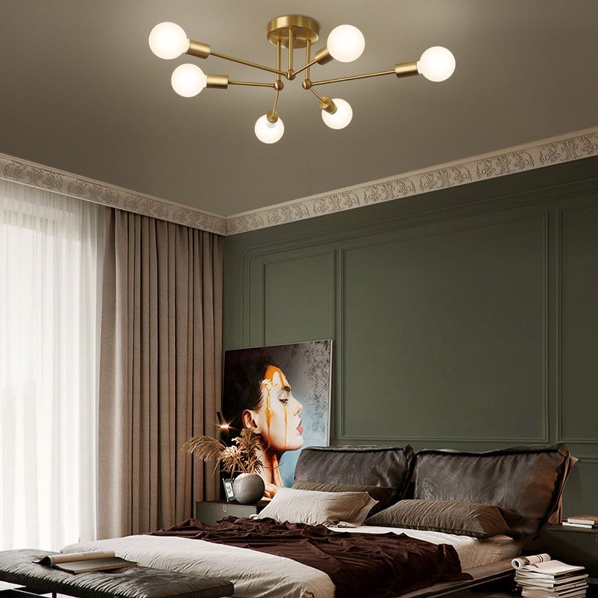 HOME NEAT - Lámpara de techo de 6 luces Moderna ø72cm E27 - Cobre