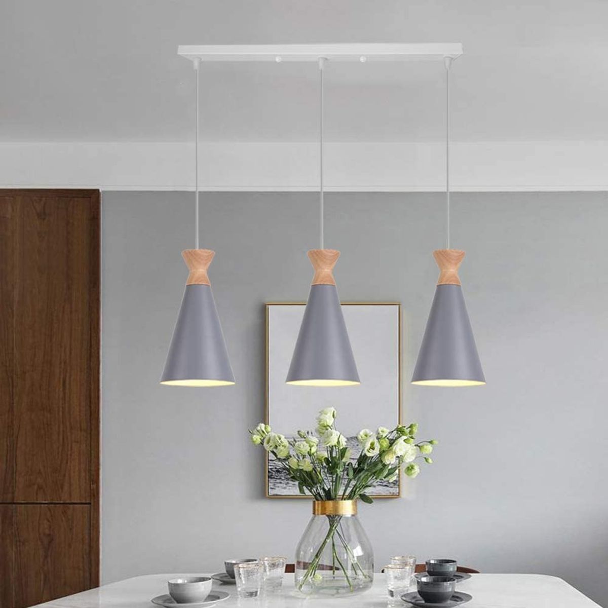 HOME NEAT - Lámpara de techo 3 Luces Nórdica Ø15cm E27 - Gris