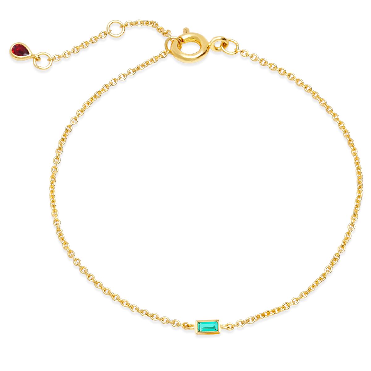 CRISLU - Pulsera de baguette esmeralda individual - C de CRISLU