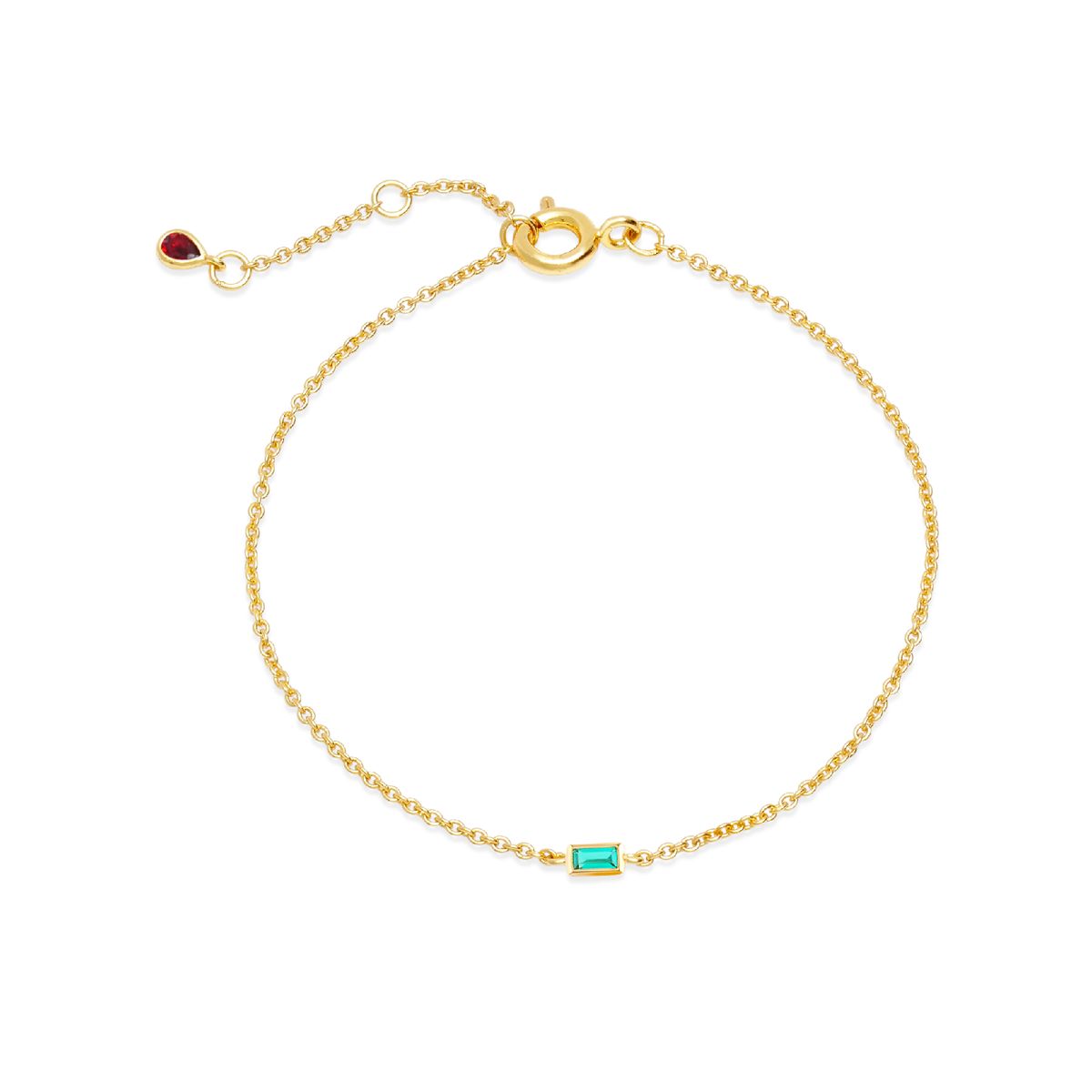 CRISLU - Pulsera de baguette esmeralda individual - C de CRISLU