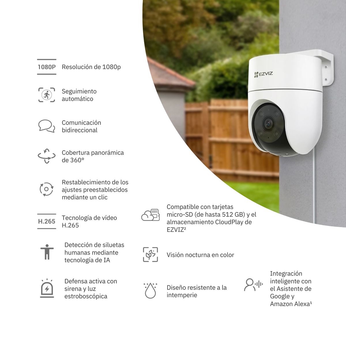 EZVIZ - Cámara Inalámbrica H8C Full Hd + Monitor Táctil SD7 + Micro SD64gb - Ezviz
