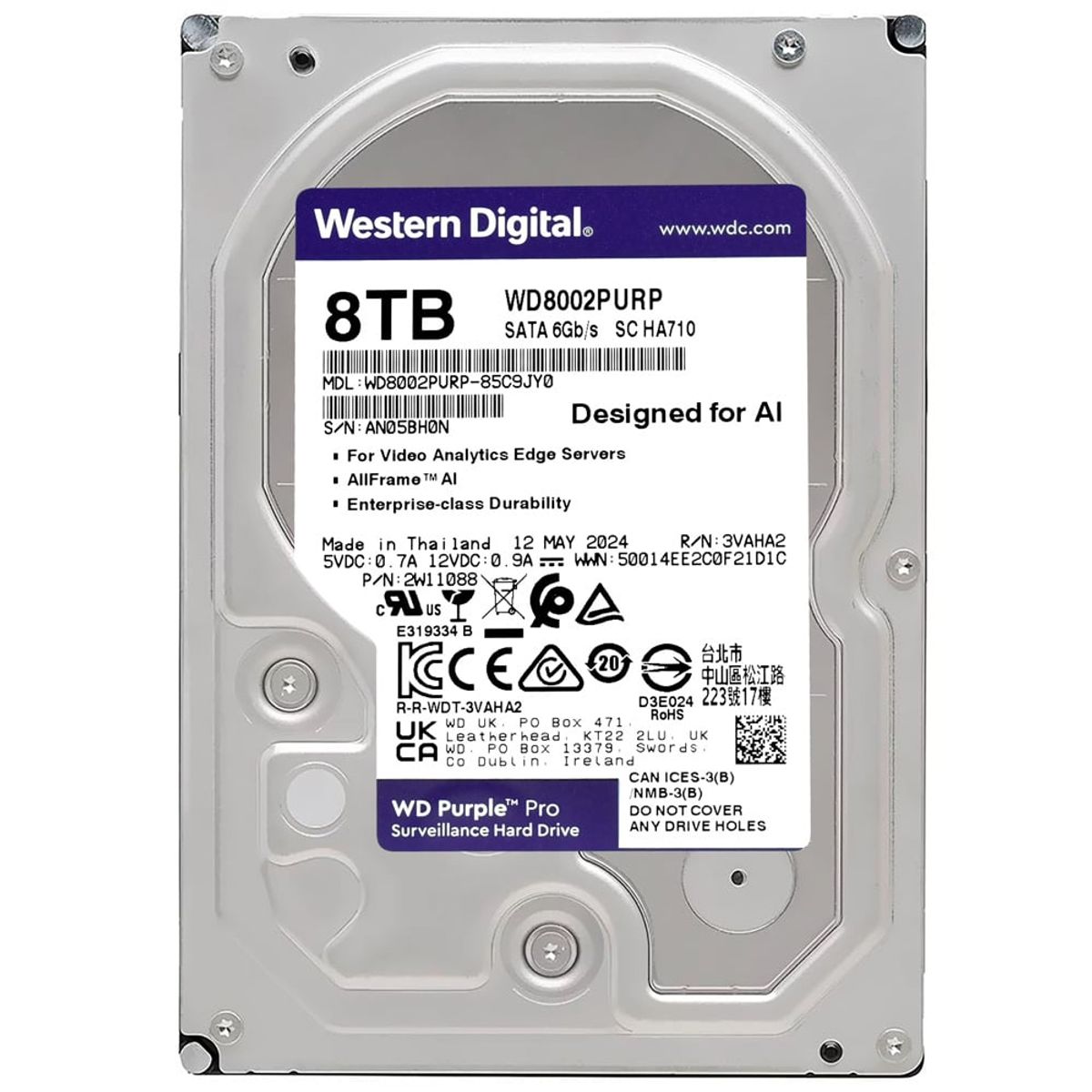 WESTERN DIGITAL - Disco duro Western Digital Purple Pro 8 TB SATA 256MB 7200 3 5