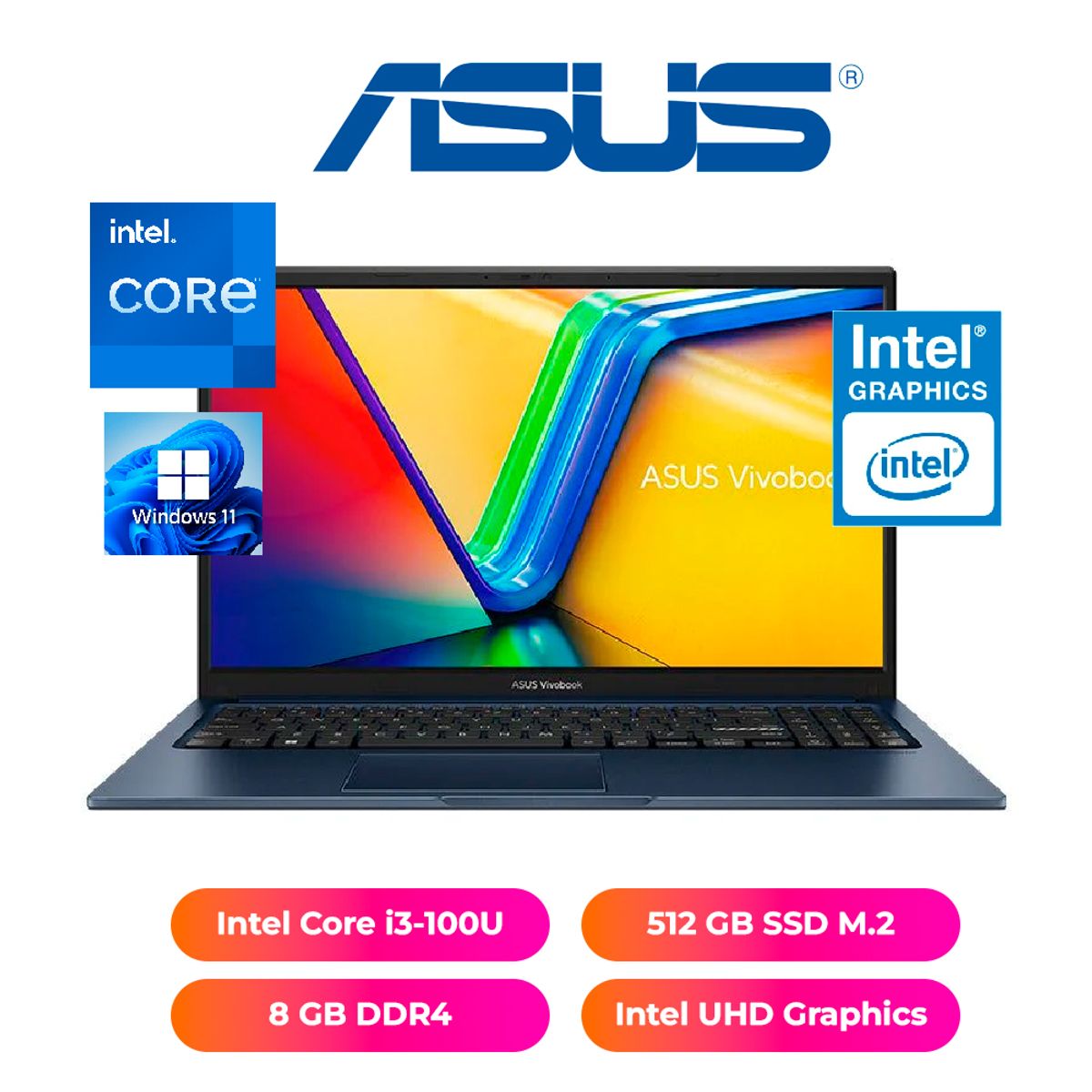 ASUS - LAPTOP ASUS 15 FHD INTEL CORE i3-100U 8GB RAM 512GB SSD - NOTEBOOK