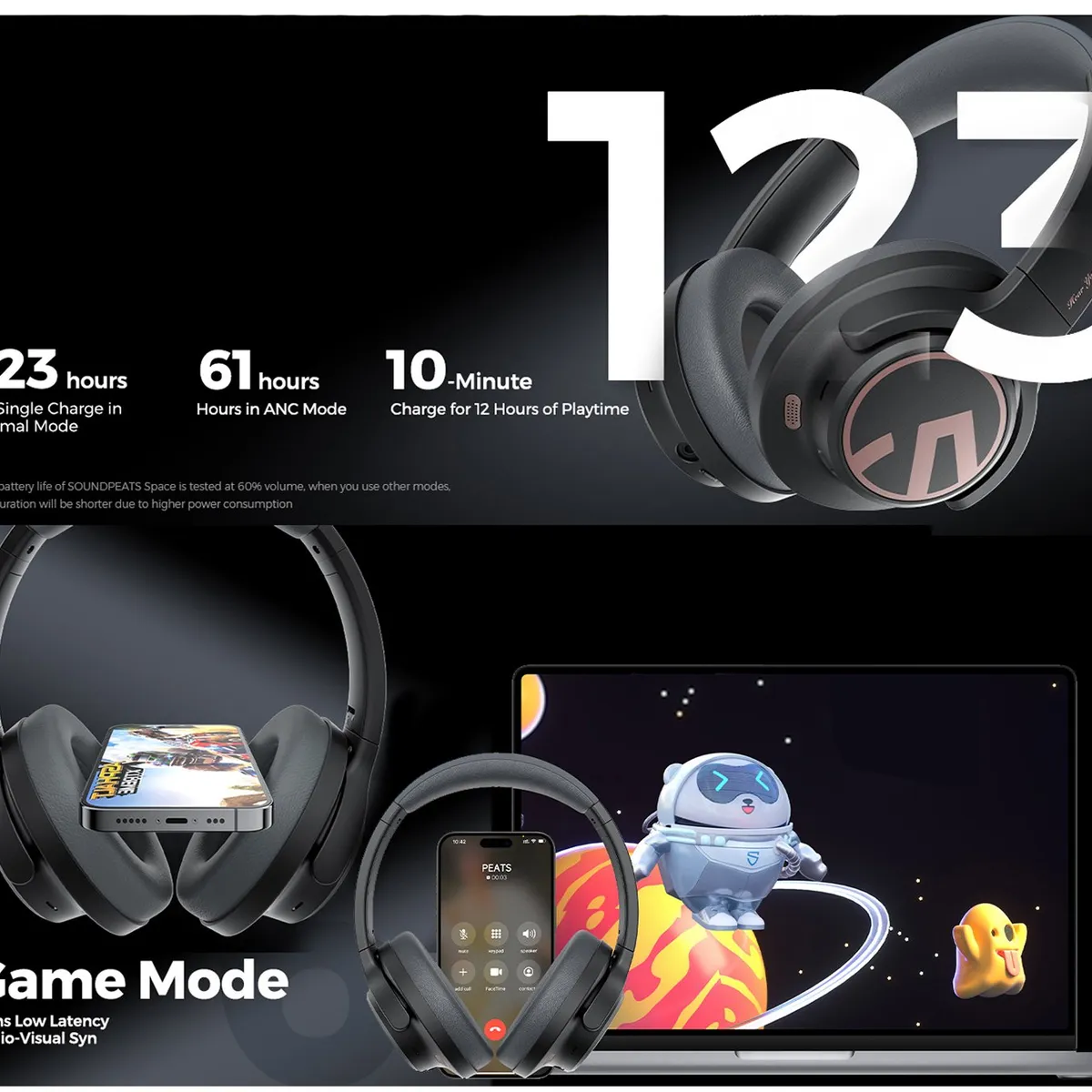 SOUNDPEATS - SoundPeats Audifonos Bluetooth 5.3 NC Gaming Space