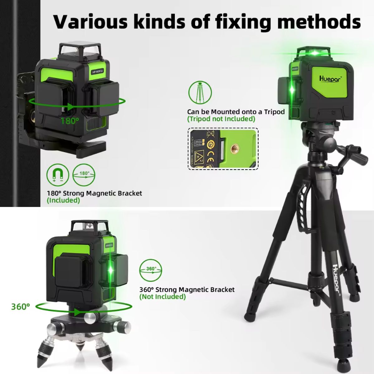 HUEPAR - Nivel láser verde huepar 903CG 12 líneas recargable(Dos baterías)