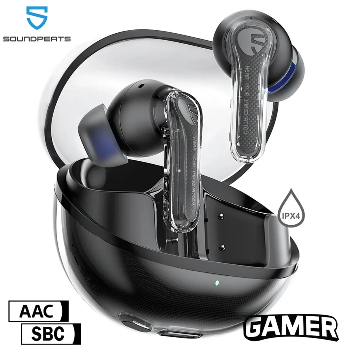 SOUNDPEATS - SoundPeats Audifonos Bluetooth 5.3 Gaming 40H IPX4 Clear