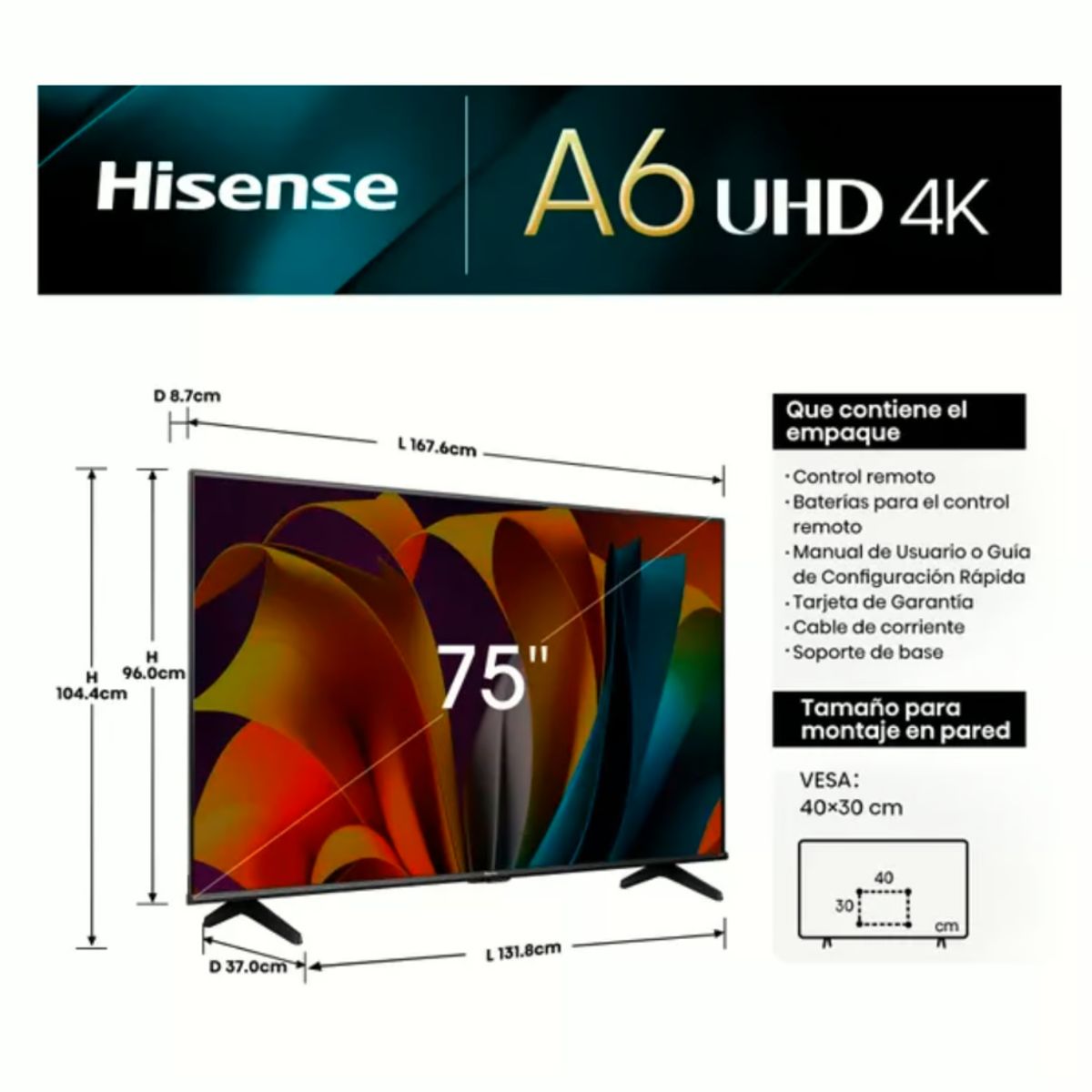 HISENSE - Televisor Hisense Smart TV 50 LED 4K UHD 50A6N