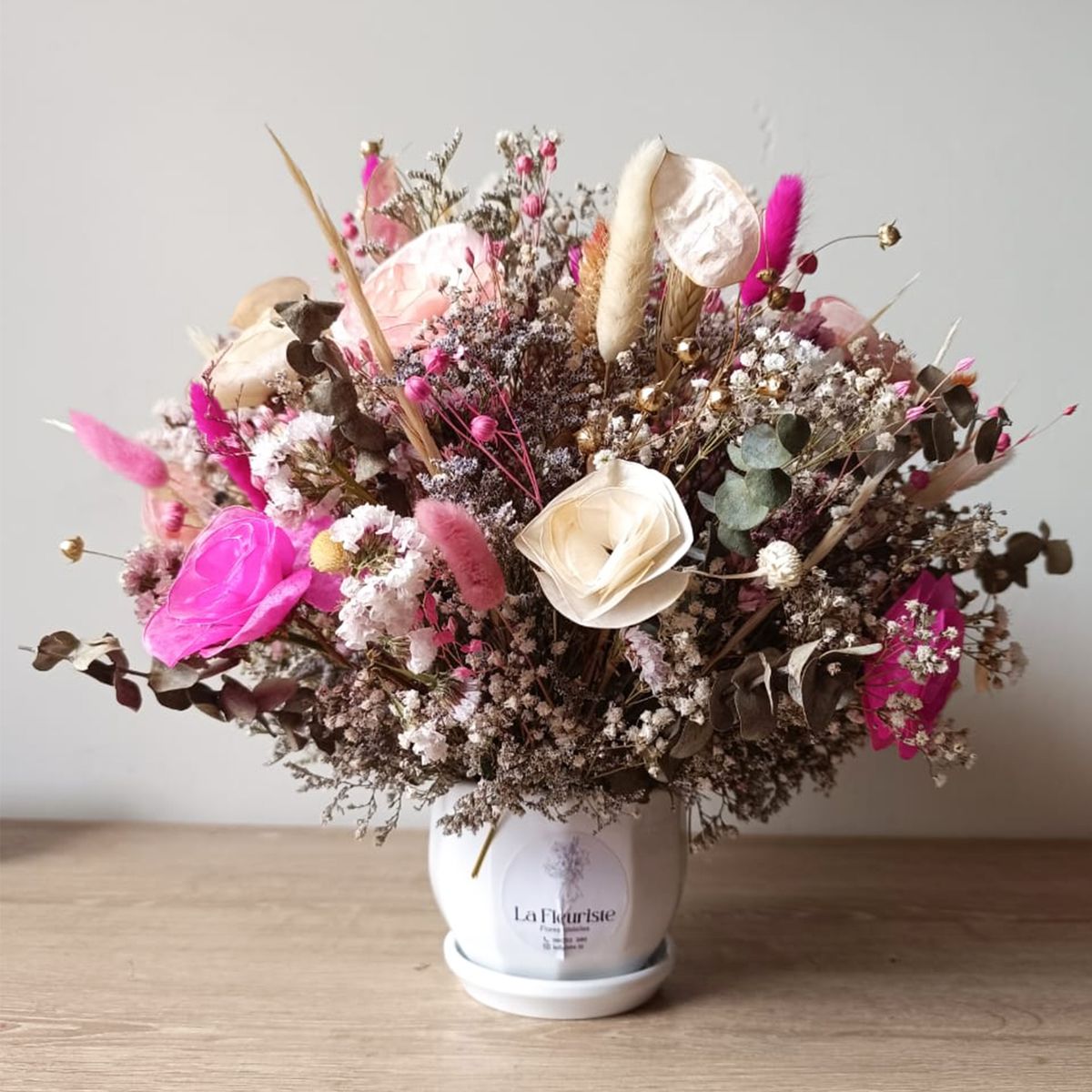 GENERICO - Arreglo Floral ¨Eclipse Floral¨ Flores Secas Maceta Cerámica Día de la Madre